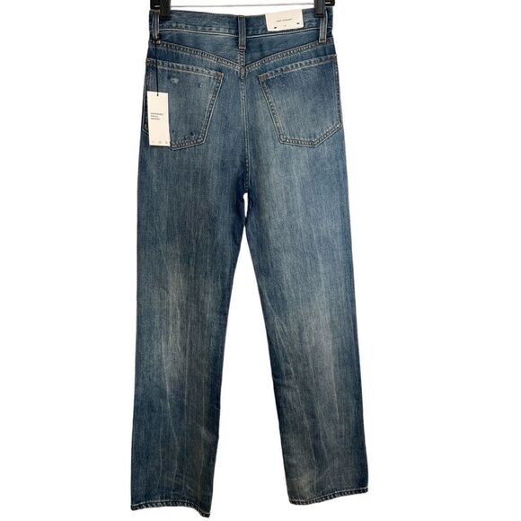 7 For All Mankind Blue Easy Straight Distressed Denim Jeans Size 24 - Picture 4 of 10